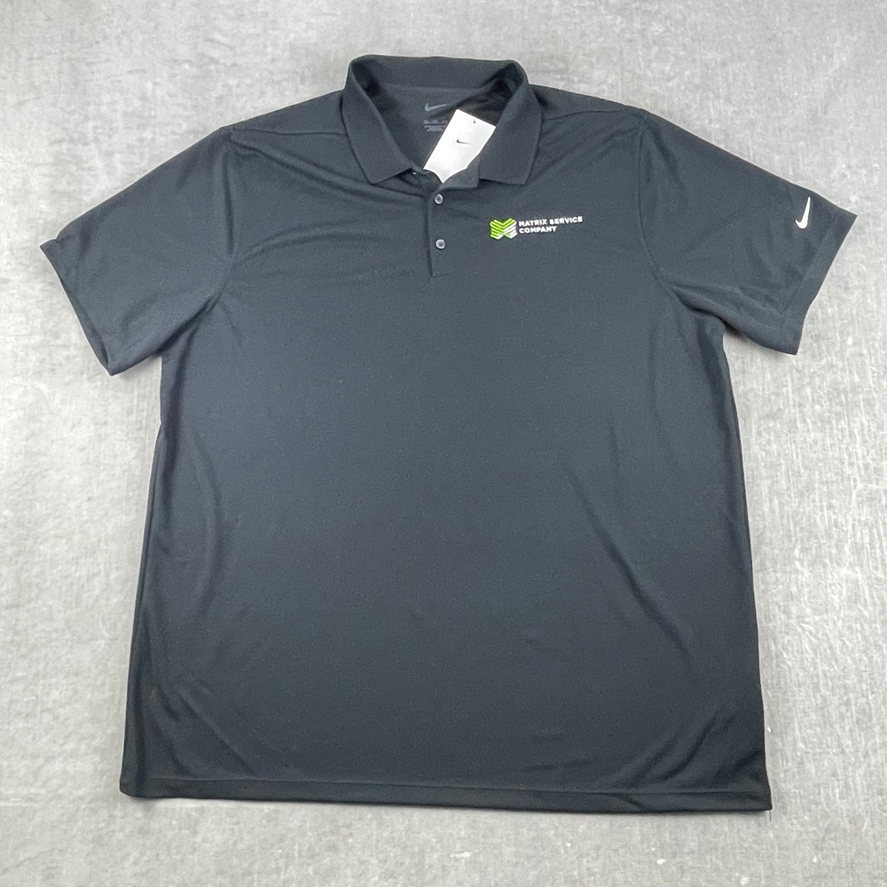 Nike Men XXL Black Polo Shirt Matrix Service Company Embroidered Logo Dri-FIT